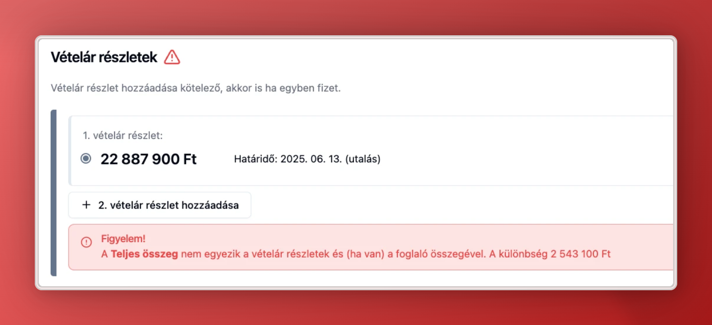 Vételár ellenőrzése
